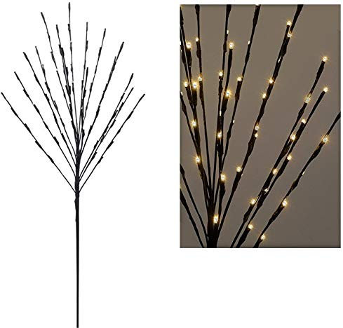 Carousel Home and Gifts Black Illuminated Twig Tree Light Up Lamp ~ 80 LED Lights Battery Operated Indoor Outdoor Decoration