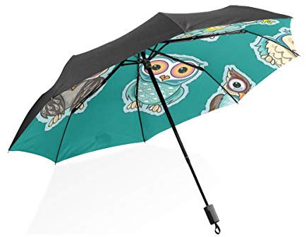 MONTOJ Regenschirm mit Eulen-Motiv, UV-Schutz