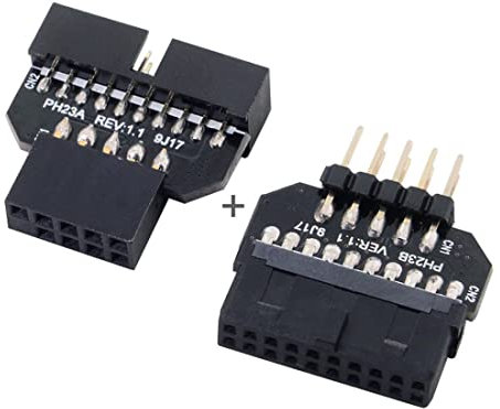 chenyang USB 2.0 9Pin Gehäuse zum Motherboard USB 3.0 20pin Header Female Reversible Adapter 2Pcs/Set