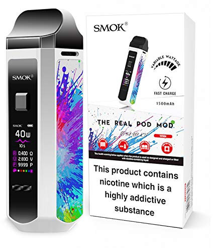 SMOK RPM 40 Vaping Kit,1500mAh Battery, 40W Output, Adjustable Airflow, 2mL Refillable Pod, Compact Pod System, E Cigarette, E Cig, Starter Kit, No Nicotine (Prism White)