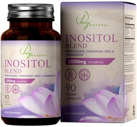 HN Inositol Supplement | 90 Vegan Capsules - 1000mg Myo-Inositol per Serving with Methyl Folate, Chromium, Magnesium Glycinate and Zinc | Female Support Supplement | Non-GMO, Gluten & Allergen Free