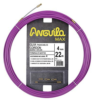Anguila Max | Guía Pasacables | Terminales Mixtos | Acero + Nylon | Color Púrpura | Diámetro 4mm | 22 metros