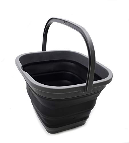 SAMMART 10L Collapsible Rectangular Bucket (Grey/Black)