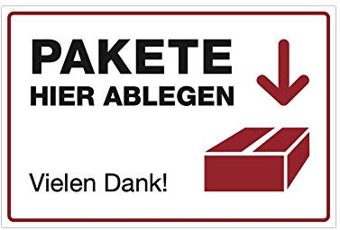STEMPEL-FABRIK Paket ablegen-Aufkleber - Ablageort Pakete - Kennzeichnung für Paketabgabe - Kennzeichnung Paket-Ablegeort - Hinweisaufkleber Paket - (Weiß) - (600x200x4)