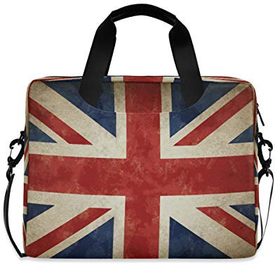 BIGJOKE Laptoptasche für 33 / 35,6 cm (13 / 14 / 15,6 Zoll), England-Flagge, UK-Laptoptasche, Aktentasche, Umhängetasche, Tablet-Hülle für Business College, Damen und Herren