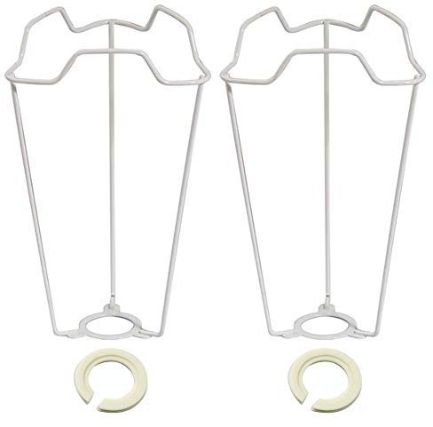 2 Pack - 6 White Metal Vintage Shade Carrier to Support Table & Floor Lampshade with Duplex Fitting | Reducing Ring Included | Fits All Types of Lampholders | ES SES BC SBC