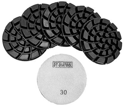 DT-DIATOOL Diamond Concrete Polishing Pads 4 Inch/100mm 6 Pieces #30 for Dry or Wet Polishing Concrete Cement Terrazzo Floor