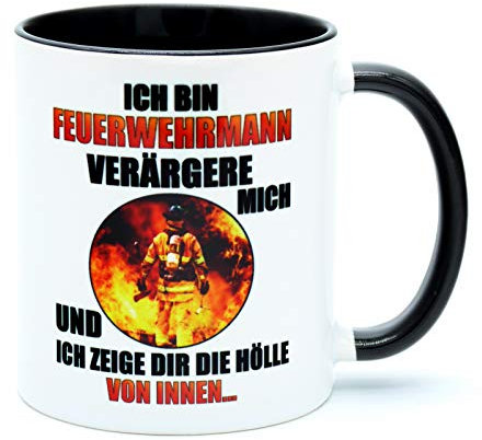 Ich bin Feuerwehrmann Feuerwehr Tasse mit Spruch Kaffee Becher Geschenk idee Artikel für Geburtstag Jubiläum Wache Männer Herren Freiwillige Zubehör Ausrüstung Accessoires Deko Rettungsdienst Jugend