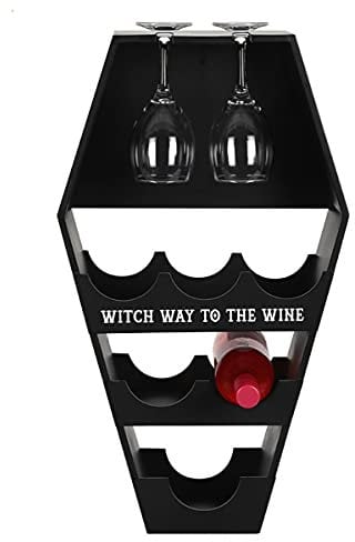 Horror-Shop Schwarzer Sarg als Weinregal 62 cm als geniales Gothic Wohnaccessoire