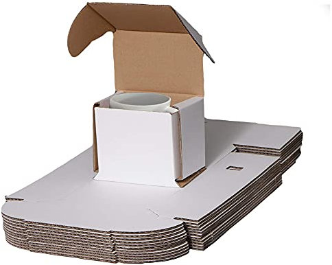 RelianceUK 50 X Smash Proof Mug Boxes Double Wall Cardboard White Plain Blank Gift Packing Box for 10oz 11oz Sublimation Mugs Cups | 11.5 x 8 x 10cm | Heavy Duty Shipping Postal Boxes | Pack of 50
