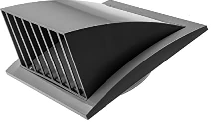 Vent Systems Gray Ø125 mm / 5 Inch Exhaust Vent Cover - Dryer Vent Hood - Louvered Dryer Cover - Vent Hood Cap - One-Direction Plastic Air Supply Grille - Non Return Valve - Outlet Cowl Air Vent