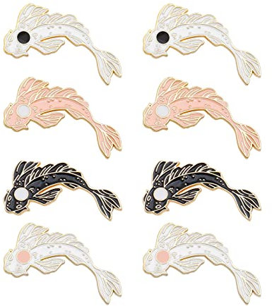 VGOL 8x Koi Broche Pins Mignon Poisson Émail Broches Dessin Animé Broche Épingles Revers Badges pour Vêtements Sacs Pull Chemise Veste Sac à Dos DIY Artisanat Accessoire