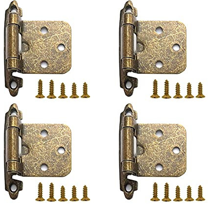 Lxoraziy 4 Stück Selbstschließende Scharnier, 270 Grad Scharnier Overlay Polierte Chrom Möbel Schrank Scharniere, Küchenschrank Flush Scharnier mit Schraube, für Home, Küche, Schlafzimmer (Bronze)
