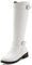 Lroey Reoly Stivali da Donna a Metà Polpaccio con Tacco a Blocco, Stivali da Equitazione Tacco Medio Punta Rotonda Boots 091 Bianco Numero 44 EU