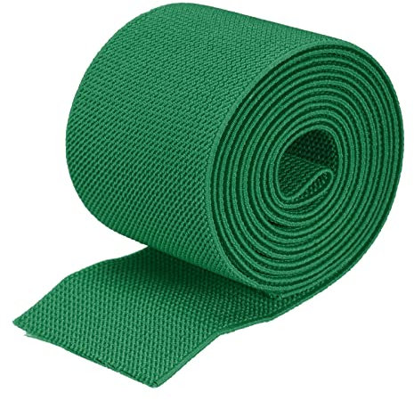 sourcing map Banda elástica ancha de sarga de doble cara de 75 mm (3 pulgadas), banda elástica tejida plana de 2 yardas, bobina elástica de punto, correa elástica pesada, verde para costura, cintura