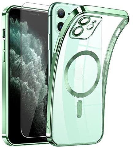 DOSNTO Magnetic Clear for iPhone 11 Case with MagSafe [Original iPhone Exterior] [Integrated Camera Cover] Silicone Cover Slim Thin [Non-Yellowing] Anti-Fingerprint Scratch Wireless Charging