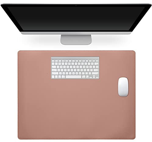 kwmobile Kunstleder Schreibtischunterlage 40 x 30 cm - Schreibtisch Unterlage Mauspad groß - Schreibunterlage rutschfest für Home Office Büro Altrosa