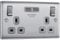 AMK® BG Nexus BRUSHED CHROME STEEL 13A Double USB Plug Wall Socket 2 Gang