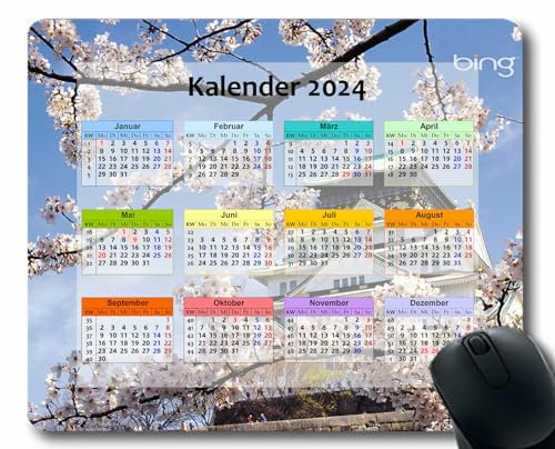 YENDOSTEEN Kalender-Mauspad,2024 Kalender,Linie helle Farbstreifen Mauspads für Computer,Laptop,PC,Büro & Zuhause
