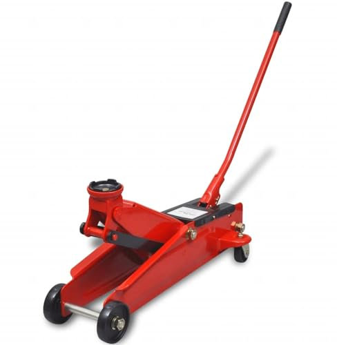 ZEYUAN Hydraulischer Wagenheber mit niedriger Aufnahme 3 Tonnen rot, Rangierwagenheber, Unterstellbock, Unterstellböcke, Autoheber - at