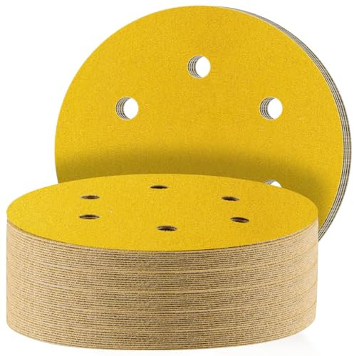 STEBRUAM Disques Abrasifs 150mm,50 Pièces Abrasifs de Ponçage Ponceuse tampons ponçage ronds 6 trous Grain 320 pour Poncer Polir Dérouiller pour Ponceuse Excentrique