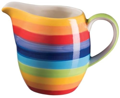 Hand Painted Rainbow Stripe Ceramic Milk jug 225 Millilitres