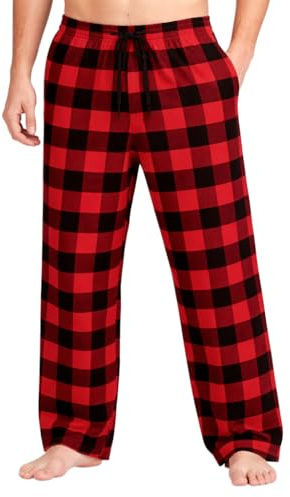 BEEYANOPAL Pantalon de pyjama homme en flanelle 100% coton à carreaux doux respirant avec taille élastique et poches pratiques