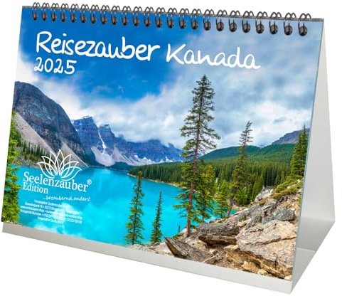 Reisezauber Kanada DIN A5 Tischkalender für 2025 Ottawa Canada Urlaub - Inhalt: 1x Kalender 1x Weihnachtsanhänger 1x Grußanhänger (gesamt 3 Teile)