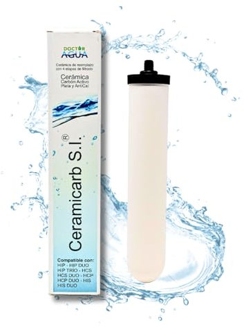 DOCTOR AGUA Ceramicarb Ersatz-Wasserfilter aus Keramik für Geräte auf der Arbeitsplatte und unter der Arbeitsplatte, Ultrafiltration von 0,2 Mikron, kalkreduzierender Effekt
