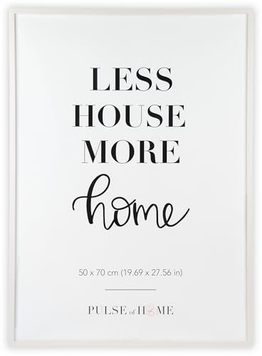 PULSE of HOME Holz Bilderrahmen 50x70 cm in Weiß - Dünner Rahmen Ideal für Fotos, Poster, Kinderzeichnungen & Kunst - Dekoration für Kinderzimmer & Wohnbereich — Ästhetischer Blickfang für dein Heim