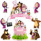 Cake Topper Masch 3 Anni, 7 Pcs Masch Decorazioni per Torte di Compleanno, Cupcake Topper Masch, Masch Decorazione Muffin, Decorazione per Torta di Compleanno per Ragazzo e Ragazza, Festa a Tema