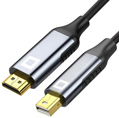 Co2 Cable Mini DisplayPort DP a HDMI 2.0 4K/60Hz, 2K/240Hz, Full HD, HDR dinámico DSC 3D HDCP 2.2 FEC, Plug & Play, 18 Gbps, Adaptador unidireccional, Aluminio gris espacial (1m)