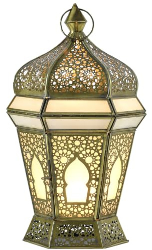 Orientalische Laterne Lamin Deko aus Metall und Glas in Weiß 33 cm