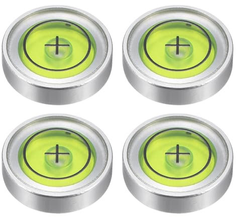 HARFINGTON Runde Wasserwaage, 14,5 x 3,8 mm, Mini-Wasserwaagen für Nivellierung, Kamerastativ, Teleskop, Werkstatt, Drehteller, Bilderrahmen, Silbergrün, 4 Stück