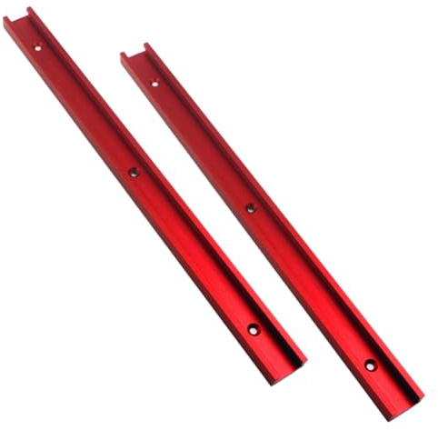 Tebbomp Aluminum 400mm Double-Cut Profile Universal 3/4 T-Track with Predrilled Mounting Holes,30 Type T Track Aluminum Alloy 2pc