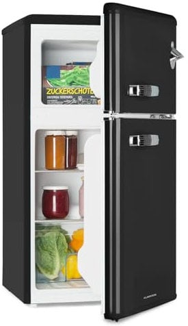 KLARSTEIN Irene - combiné réfrigérateur-congélateur, réfrigérateur 61 L, congélateur 25 L, Silencieux 40 DB, 2 Niveaux de Refroidissement, 2 Compartiments de Porte, Noir