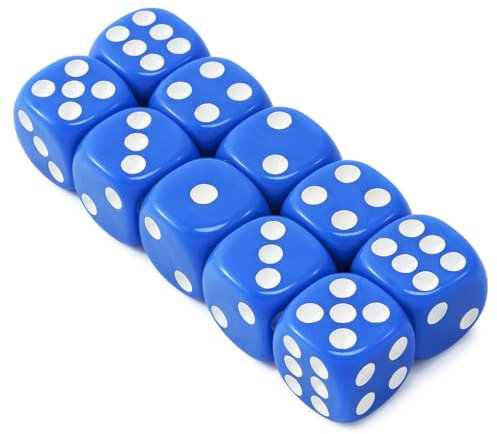 Yourandoll 10 STÜCKE Polyedrische Würfel D6 Würfel 16mm Acryl Dice Spielwürfel for DND RPG Dungeons & Dragons Brettspiel Kartenspiel (Blau 1)