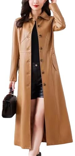 Dünner, Langer Overknee-Mantel Aus Echtem Schaffell Für Damen, Schlankes Temperament, Lässige Windjacke Aus Leder Fürs Büro