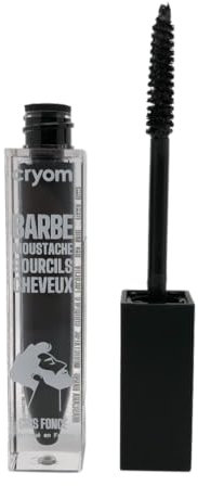 CRYOM - Correcteur temporaire de couleur pour barbe, sourcils et cheveux, flacon brosse 7 ml. Cosmétique et maquillage pour hommes. N°02 : Gris foncé