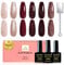 YSUVINUV Nagellack, 6 Farben Burgunder Glitzer Nude Braun Rot Winter Gel Nagellack Dunkelbraun Magnetic Nagellcak Soak-off UV Gellack für Anfänger DIY Nail Art Maniküre Salon, Langlebig, 8 ML