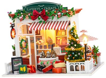 Sharplace DIY Miniatur-Puppenhaus, Miniatur-Gartenhaus-Bausatz, handgefertigte Sammlung, eingebautes Licht, Mini-Hausbausätze für Geschenkzimmer