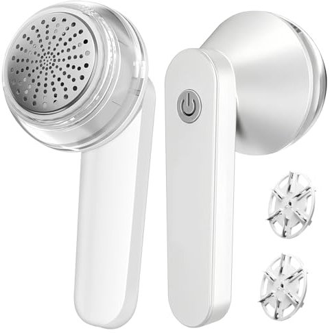 Portable Fabric Shaver, Rechargeable Lint Remover Sweater Defuzzer, Battery-Operated Bobble Remover for Clothes and Multi Fabric Use(white)