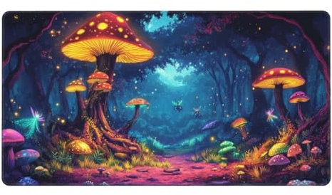 Gaming Mouse Pad mushroom Mousepad forest Large Mouse Mat 1200x600x3mm, Mouse Mat Gaming Soft Smooth Surface and Anti-Slip Rubber Base Waterproof Soft Cloth, for Desk Accessories Decor Gifts for Men