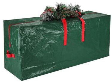 Treer Custodia Porta Albero di Natale, Custodia Albero di Natale 45-270 cm, Sacca per Albero di Natale Impermeabile, Borsa Porta Albero di Natale con Cerniera e Manici (47x27x38cm,Verde)