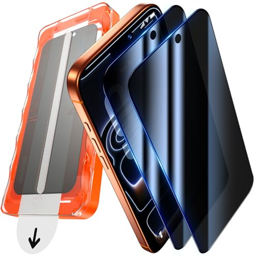 UniqueMe für iPhone 17 Pro Max für Panzerglas Sichtschutz - 2 Stück Folie | Privacy Displayschutz, Automatische Installation Schutzglas, Bruchsicher Militärniveau Anti-Spy Schutzfolie Anti-Kratzer