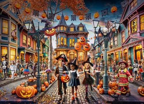 Halloween Fun Jigsaw Puzzle 1000 Piece by Vermont Christmas Company - Halloween Puzzles with Randomly Shaped Pieces - 26 5/8 x 19 1/4