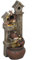 Outsunny 2-in-1 Waterfall Fountain with Birdhouse, Resin Garden Water Fountain with LED Lights Pump, Cascading Garden Water Feature with Tree Trunk Design, Multi-colour