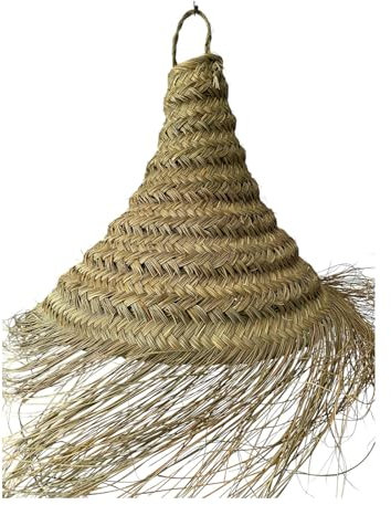 La Maison Unique: Abat-jour à Suspension en Paille Naturelle - Tressé à la Main - Lustre Maroc Marocain - Mobilier Bohème, Ethnique, Rustique et Minimaliste 2102251101