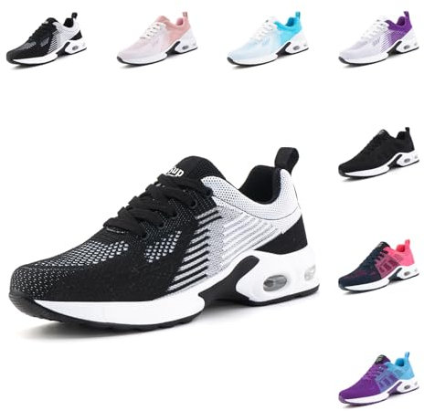 Hitmars Laufschuhe Damen Sportschuhe Turnschuhe Frauen Luftpolster Leicht Straßenlaufschuhe Stoßdämpfend Sneaker Atmungsaktiv rutschfest Fitness Running Outdoor UDI2-Schwarz EU41