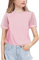 Arshiner Mädchen Chiffon Ärmel T-Shirt Baumwolle Freizeit Elegant Kurzarmshirt Mode Rundhals Bequem Oberteile Sommer Basic Tshirts für Kinder 7-8 Jahre Pink